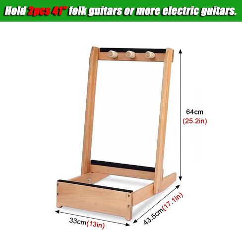 Multi-Purpose Storage Rack for Guitars & Rackets Commercial Display Stand with Removable Wooden Holders & Foam Protection Holds 2-6 Guitars or Tennis/Badminton Racquets (75x43.5x64cm) in Saudi Arabia