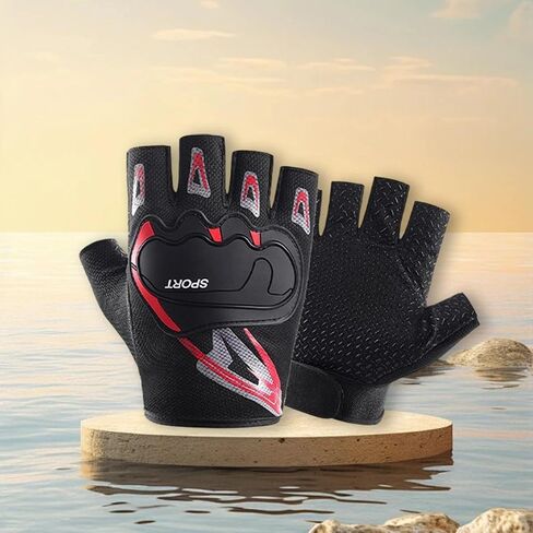 Half-Finger Cycling Gloves Fingerless Gloves Non-Slip Breathable Summer for Sports Fitness Gym Sports in Saudi Arabia