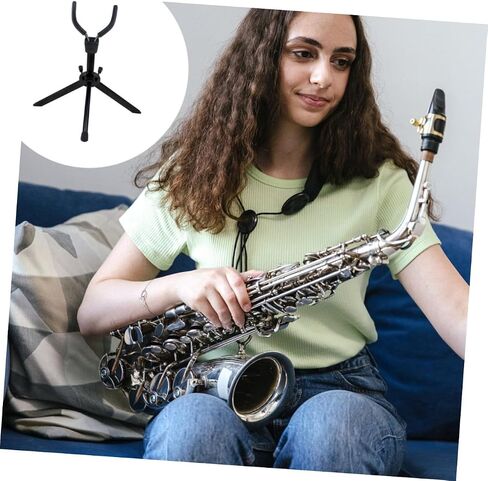 Portable Folding Alto Saxophone Stand Stable and Saxophone Storage Rack with Foldable Design for Easy Carry and Safe Instrument Display Black in Saudi Arabia