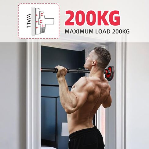 Pull Up Bar Indoor Chin Up Bar for Doorway Body Workout - Locking Mechanism Non-slip Adjustable 25.59-39.37 Width without Screws Max Load 440lbs in Saudi Arabia