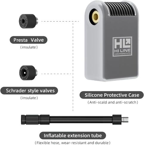 Hi Line E-Pump Pro | Electric Bike Pump Portable Mini Tire Inflator with Digital Gauge Up to 120 PSI | Rechargeable Bike Pump for Road and Mountain Bikes | Presta and Schrader Valves in Saudi Arabia