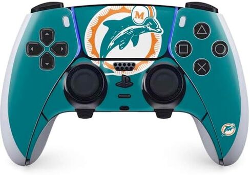 غلاف Skinit المخصص للألعاب متوافق مع وحدة تحكم PS5 DualSense Edge Pro - تصميم NFL Miami Dolphins المرخص رسميًا in Saudi Arabia