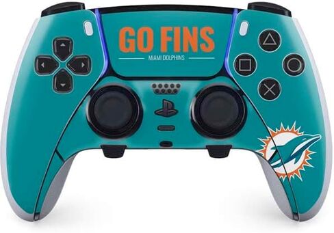 غلاف Skinit المخصص للألعاب متوافق مع وحدة تحكم PS5 DualSense Edge Pro - تصميم شعار فريق NFL Miami Dolphins المرخص رسميًا in Saudi Arabia