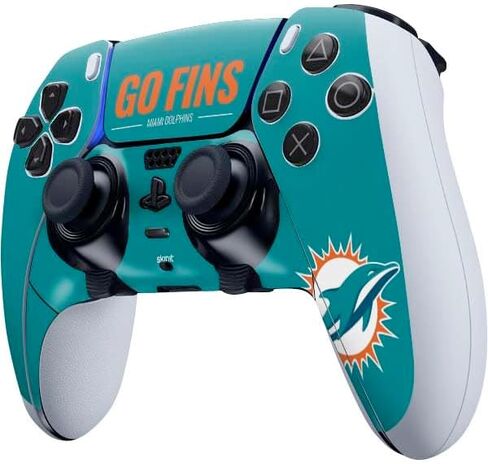 غلاف Skinit المخصص للألعاب متوافق مع وحدة تحكم PS5 DualSense Edge Pro - تصميم شعار فريق NFL Miami Dolphins المرخص رسميًا in Saudi Arabia