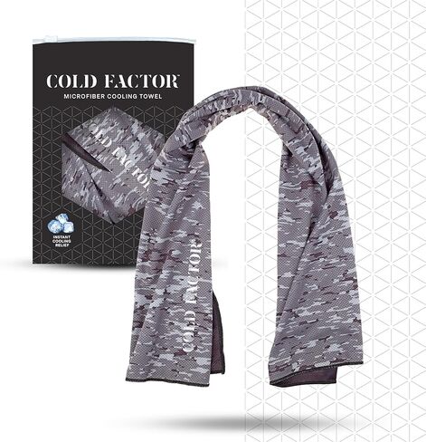 COLD FACTOR Instant Cooling Towel - Sports Cooling Towel with UPF 50+ and Reflective Protection - Moisture Wicking, Chemical-Free Evaporative Cooling for Hot Weather, Runners & Athlete (Blue, 1 Pack) in Kuwait