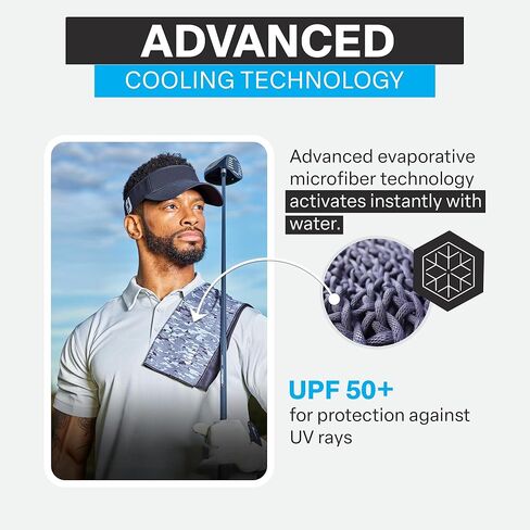 COLD FACTOR Instant Cooling Towel - Sports Cooling Towel with UPF 50+ and Reflective Protection - Moisture Wicking, Chemical-Free Evaporative Cooling for Hot Weather, Runners & Athlete (Blue, 1 Pack) in Kuwait