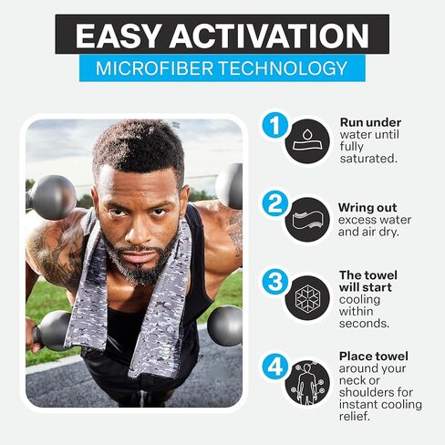 COLD FACTOR Instant Cooling Towel - Sports Cooling Towel with UPF 50+ and Reflective Protection - Moisture Wicking, Chemical-Free Evaporative Cooling for Hot Weather, Runners & Athlete (Blue, 1 Pack) in Kuwait