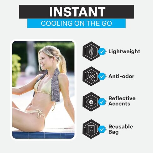 COLD FACTOR Instant Cooling Towel - Sports Cooling Towel with UPF 50+ and Reflective Protection - Moisture Wicking, Chemical-Free Evaporative Cooling for Hot Weather, Runners & Athlete (Blue, 1 Pack) in Kuwait