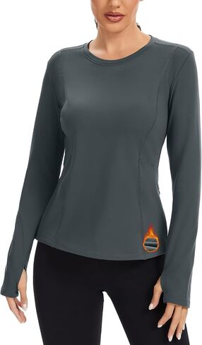 MathCat Thermal Shirts for Women Fleece Lined Long Sleeve Thermal Tops Base Layer Winter Gear Running Athletic Underwear in Saudi Arabia