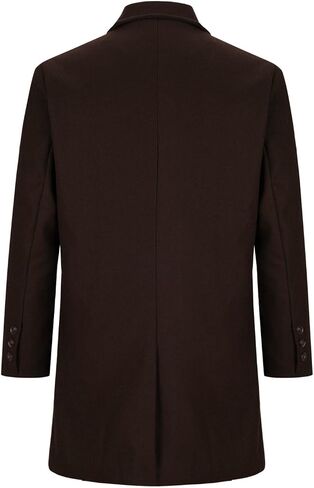 Mens Trench Coat Single Breasted Mid Long Jacket Slim Fit Notched Lapel Casual Fall Winter Overcoat with Pockets in Saudi Arabia
