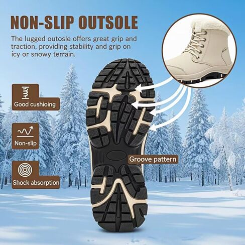 أحذية ثلج شتوية مقاومة للماء للنساء، أحذية شتوية دافئة غامضة للنساء، أحذية شتوية سهلة الارتداء للنساء مقاومة للماء in Kuwait