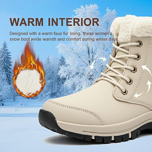 أحذية ثلج شتوية مقاومة للماء للنساء، أحذية شتوية دافئة غامضة للنساء، أحذية شتوية سهلة الارتداء للنساء مقاومة للماء in Kuwait
