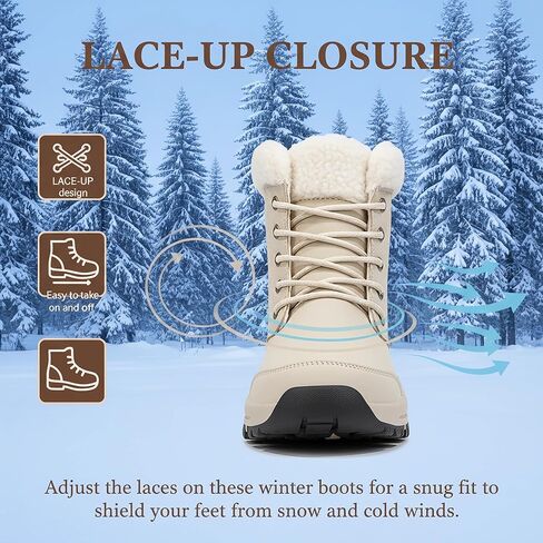 أحذية ثلج شتوية مقاومة للماء للنساء، أحذية شتوية دافئة غامضة للنساء، أحذية شتوية سهلة الارتداء للنساء مقاومة للماء in Kuwait
