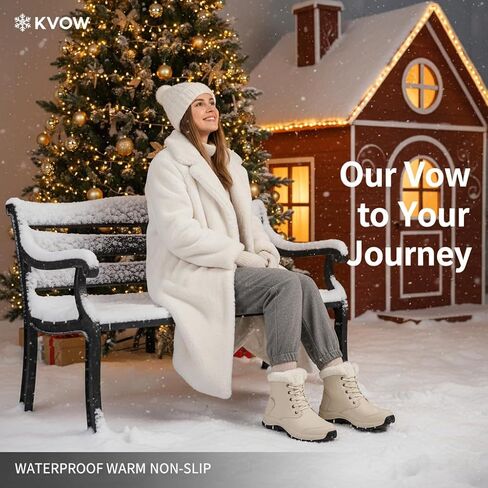 أحذية ثلج شتوية مقاومة للماء للنساء، أحذية شتوية دافئة غامضة للنساء، أحذية شتوية سهلة الارتداء للنساء مقاومة للماء in Kuwait