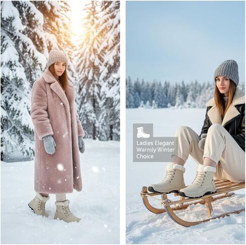 أحذية ثلج شتوية مقاومة للماء للنساء، أحذية شتوية دافئة غامضة للنساء، أحذية شتوية سهلة الارتداء للنساء مقاومة للماء in Kuwait