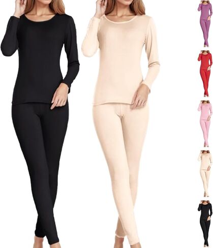 Thermal Underwear for Women Winter Warm Long Johns Womens Fleece Lined Base Layer Set with Cold Weather Bottom Top in Saudi Arabia