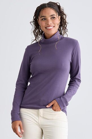 Fair Indigo Women's Organic All-Cotton Luxe Turtleneck in Saudi Arabia