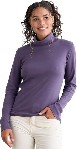 Fair Indigo Women's Organic All-Cotton Luxe Turtleneck in Saudi Arabia