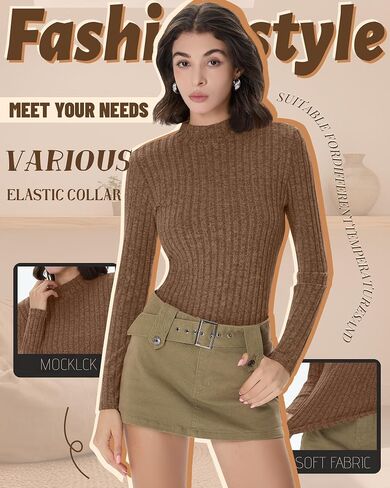 3 Pack Women's Mock Turtleneck Sweaters Long Sleeve Ribbed Knit Slim Fit Thermal Base Layer Soft Winter in Saudi Arabia