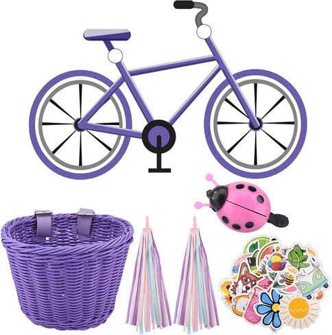36 pcs Kids Bike Basket Set with Cartoon Sticker Children, Streamer Bell in Saudi Arabia