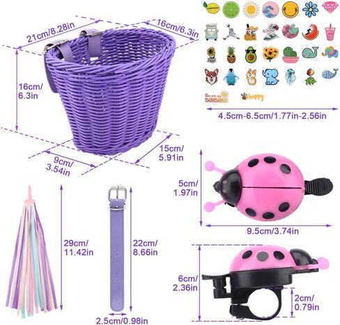 36 pcs Kids Bike Basket Set with Cartoon Sticker Children, Streamer Bell in Saudi Arabia