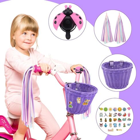 36 pcs Kids Bike Basket Set with Cartoon Sticker Children, Streamer Bell in Saudi Arabia