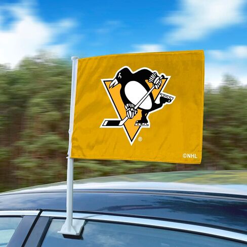 FANMATS 40573 NHL - علم سيارة بيتسبرغ بينجوينز | التزلج على الجليد البطريق الشعار الأساسي in Saudi Arabia