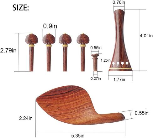 4/4 Size High-End Violin Accessories Suitable for Full-Size Violin Tailstocks 7 Pieces(4Tone Nails 1Chin Rest 1Tailstock 1Tuning Pegs） in Saudi Arabia