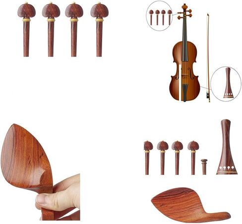 4/4 Size High-End Violin Accessories Suitable for Full-Size Violin Tailstocks 7 Pieces(4Tone Nails 1Chin Rest 1Tailstock 1Tuning Pegs） in Saudi Arabia