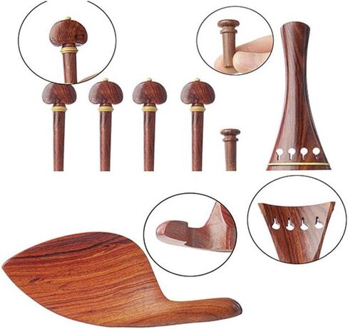 4/4 Size High-End Violin Accessories Suitable for Full-Size Violin Tailstocks 7 Pieces(4Tone Nails 1Chin Rest 1Tailstock 1Tuning Pegs） in Saudi Arabia