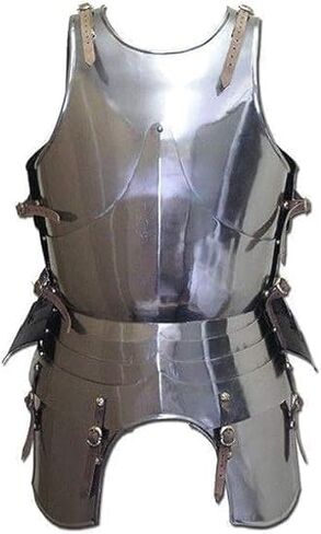 Medieval-Style Metal Armor Breastplate, Adjustable Straps, Silver in Kuwait