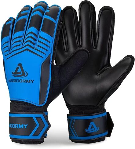 Goalie Goalkeeper Gloves with Finger Protection Breathable Soccer Gloves with Extra Grip, Unisex Youth and Adult, Black/Green, Sizes 5-10 in Saudi Arabia