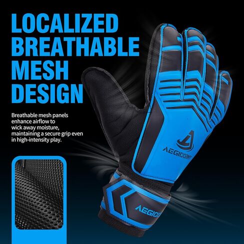 Goalie Goalkeeper Gloves with Finger Protection Breathable Soccer Gloves with Extra Grip, Unisex Youth and Adult, Black/Green, Sizes 5-10 in Saudi Arabia