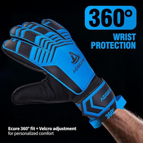 Goalie Goalkeeper Gloves with Finger Protection Breathable Soccer Gloves with Extra Grip, Unisex Youth and Adult, Black/Green, Sizes 5-10 in Saudi Arabia