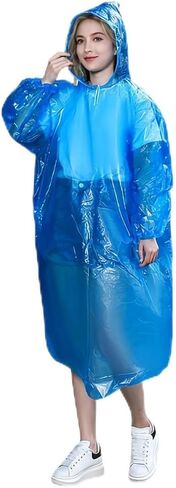 10PC Adult Disposable Rain Coat With Hood Unisex Waterproof Outdoor Activities Water Sports Camping Emergency in Saudi Arabia
