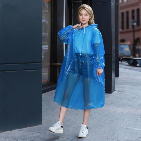 10PC Adult Disposable Rain Coat With Hood Unisex Waterproof Outdoor Activities Water Sports Camping Emergency in Saudi Arabia
