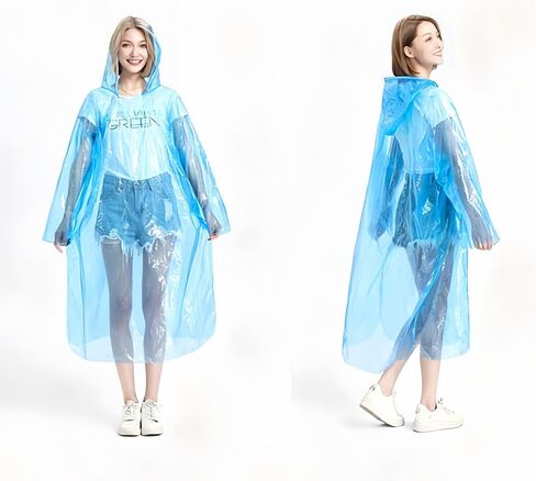 10PC Adult Disposable Rain Coat With Hood Unisex Waterproof Outdoor Activities Water Sports Camping Emergency in Saudi Arabia