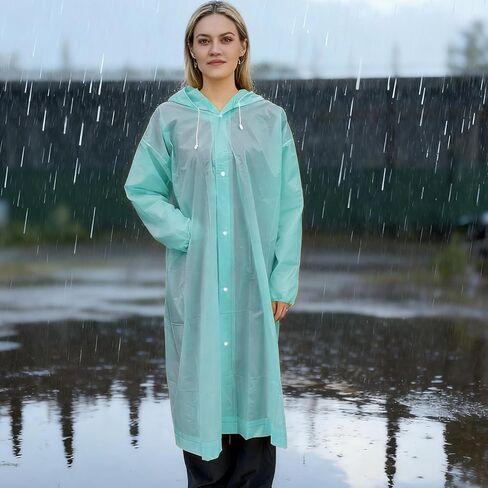 1 Piece Unisex Reusable Raincoat Portable Outdoor Hiking PE Raincoats for Height 150-190cm in Saudi Arabia
