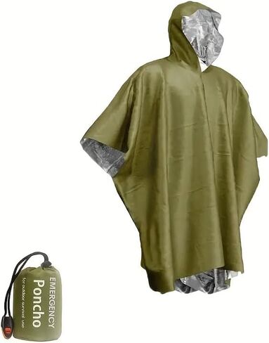 Reusable Emergency Rain Poncho with Bag Weather Resistant Raincoat for Camping,Emergency Supplies and Survival Kits (Green) in Saudi Arabia