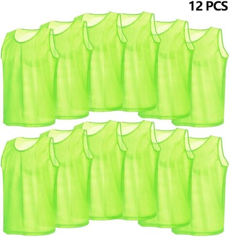 12 قطعة من سترات تدريب كرة القدم، مقاس 64 × 54 سم / 25.2 × 21.3 بوصة، سترات فريق Pinnies، سترات تمرين للشباب من أجل الشباب الرياضي in Saudi Arabia