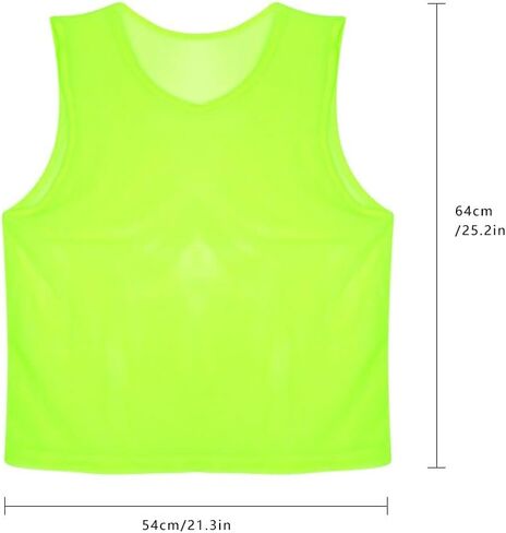 12 قطعة من سترات تدريب كرة القدم، مقاس 64 × 54 سم / 25.2 × 21.3 بوصة، سترات فريق Pinnies، سترات تمرين للشباب من أجل الشباب الرياضي in Saudi Arabia