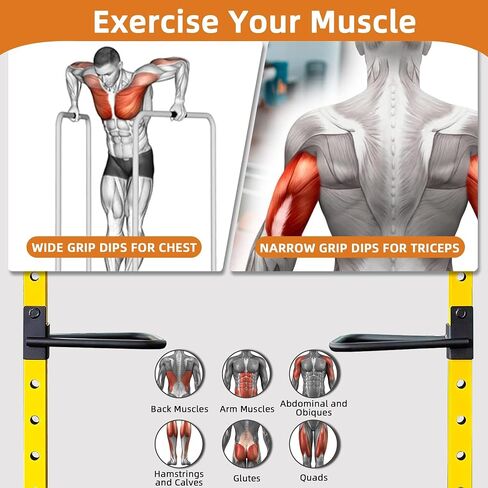Dual Grip Dip Bars Attachment for 2x2 Power Rack & Squat Rack, Heavy Duty Pair for Pull Ups, Push Ups, Triceps & Chest Workouts, 330LBS Capacity in Saudi Arabia