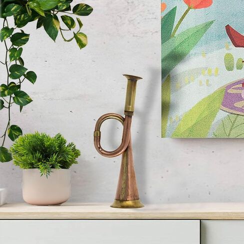 NAMS Handcrafted Brass Army Bugle Trumpet | Vintage Military Musical Instrument for Ceremonial, Marching Bands, Army Training, Orchestra & Home Décor | Antique Finish Showpiece & Gifting (16x4cm) in Saudi Arabia