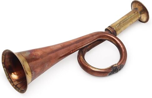 NAMS Handcrafted Brass Army Bugle Trumpet | Vintage Military Musical Instrument for Ceremonial, Marching Bands, Army Training, Orchestra & Home Décor | Antique Finish Showpiece & Gifting (16x4cm) in Saudi Arabia