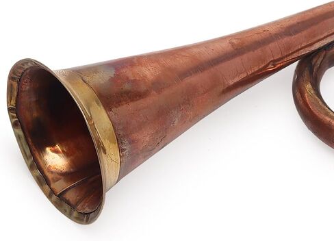 NAMS Handcrafted Brass Army Bugle Trumpet | Vintage Military Musical Instrument for Ceremonial, Marching Bands, Army Training, Orchestra & Home Décor | Antique Finish Showpiece & Gifting (16x4cm) in Saudi Arabia
