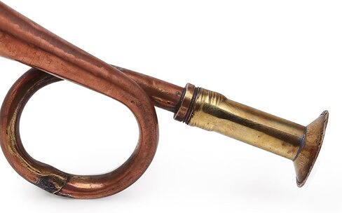 NAMS Handcrafted Brass Army Bugle Trumpet | Vintage Military Musical Instrument for Ceremonial, Marching Bands, Army Training, Orchestra & Home Décor | Antique Finish Showpiece & Gifting (16x4cm) in Saudi Arabia