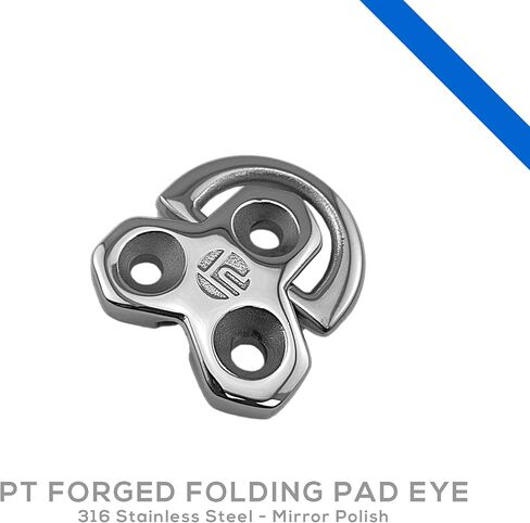 PT Folding Pad Eye D Ring Tie Down - 316 Stainless Steel Marine Grade - 1/4" (6mm) - Marine & Sailing Hardware in Saudi Arabia