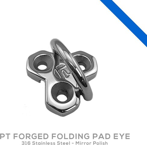 PT Folding Pad Eye D Ring Tie Down - 316 Stainless Steel Marine Grade - 1/4" (6mm) - Marine & Sailing Hardware in Saudi Arabia