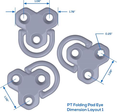 PT Folding Pad Eye D Ring Tie Down - 316 Stainless Steel Marine Grade - 1/4" (6mm) - Marine & Sailing Hardware in Saudi Arabia