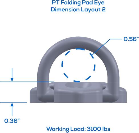 PT Folding Pad Eye D Ring Tie Down - 316 Stainless Steel Marine Grade - 1/4" (6mm) - Marine & Sailing Hardware in Saudi Arabia